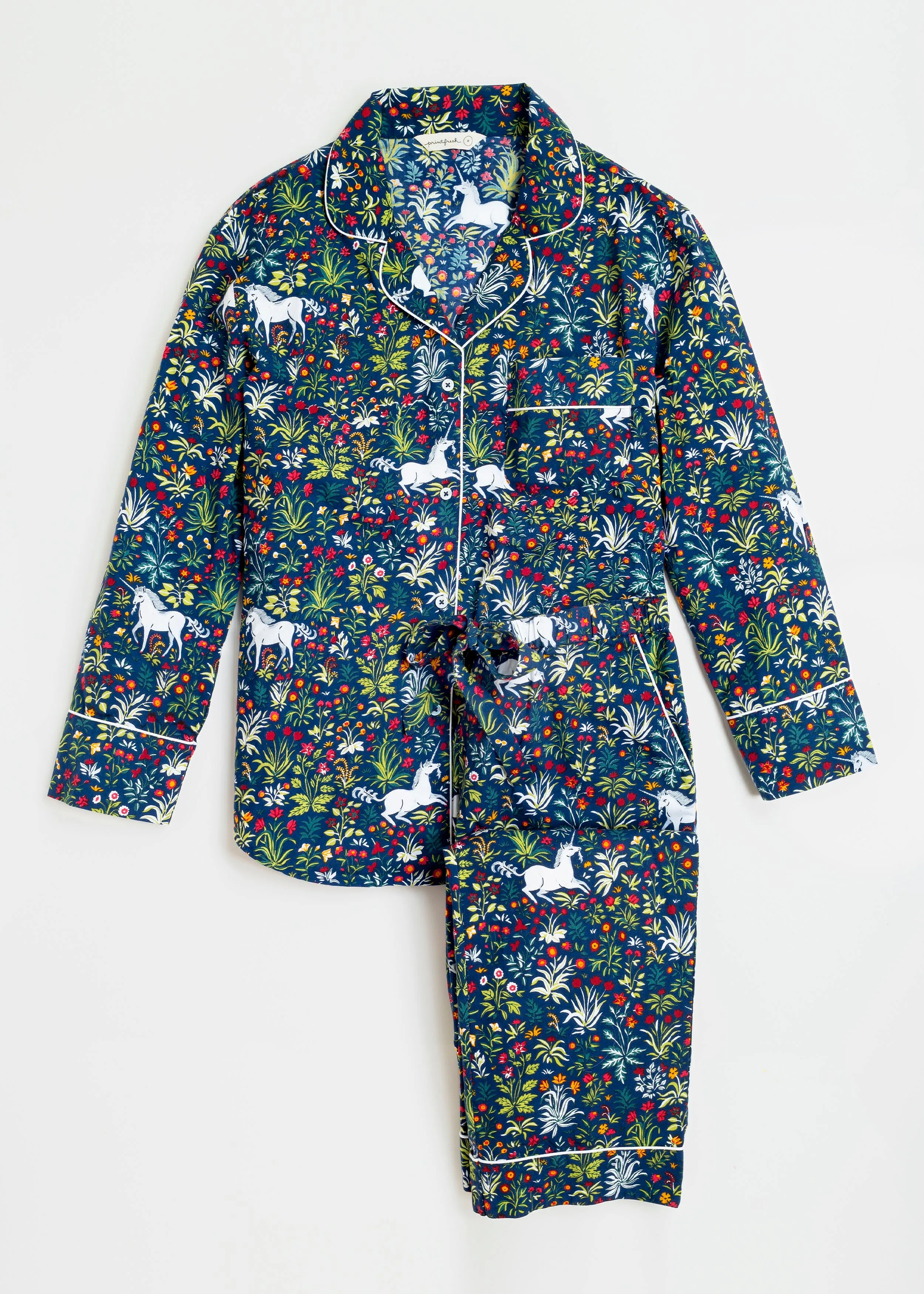 Unicorn's Garden - Petite Long PJ Set - Indigo