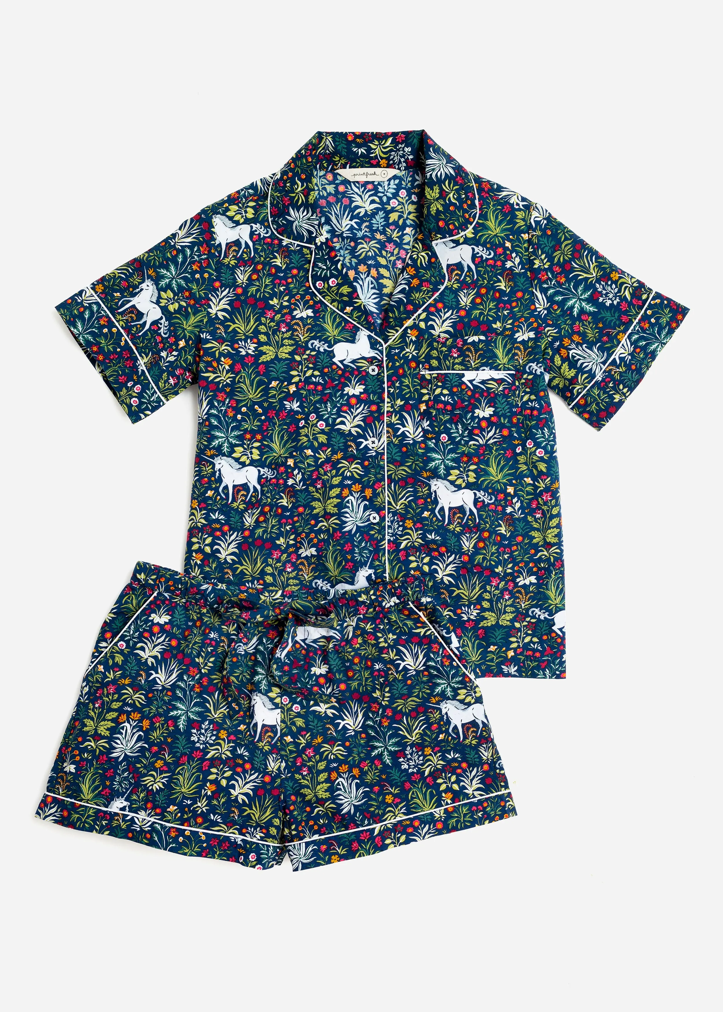 Unicorn's Garden - Petite Short Sleep Set - Indigo