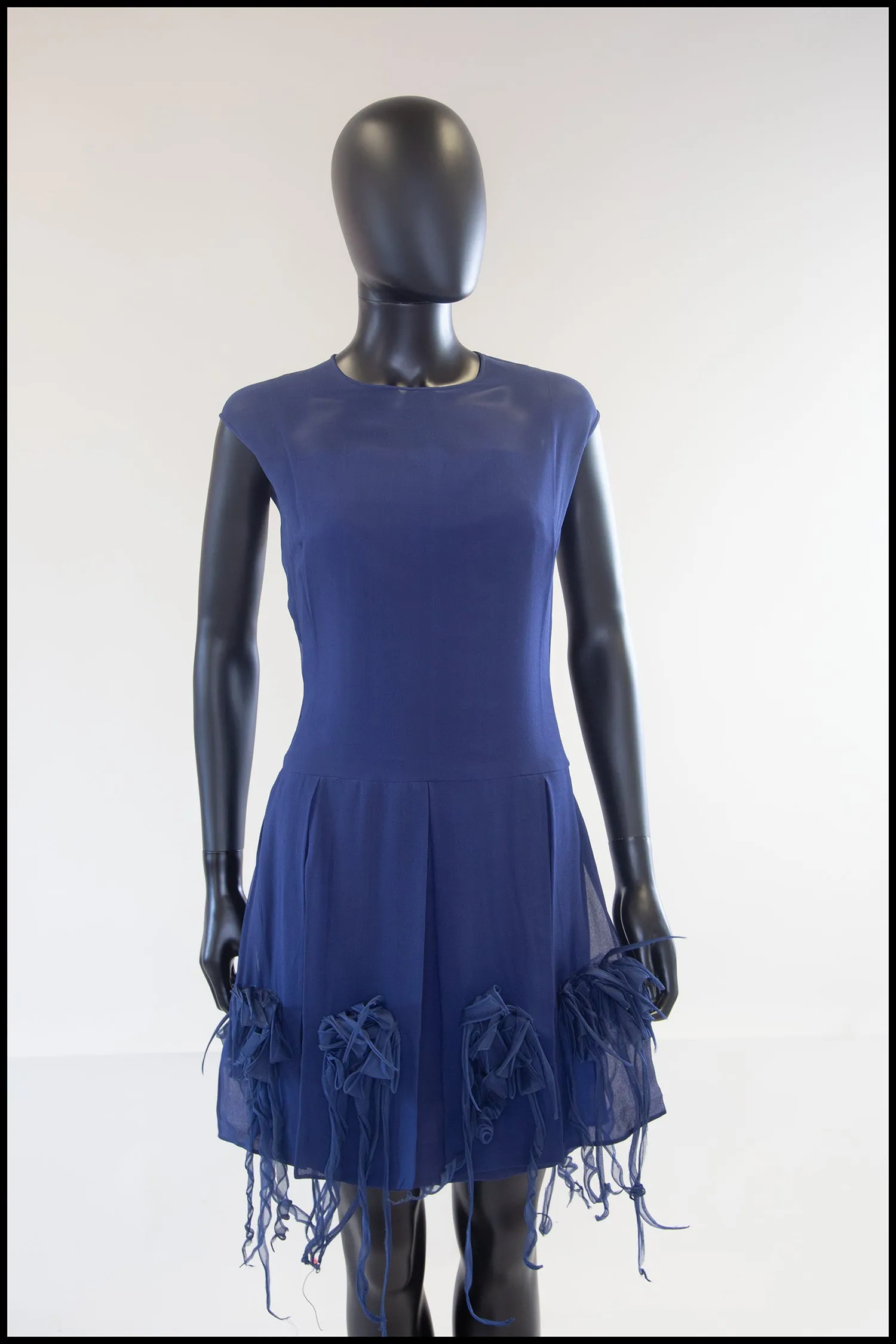 Vintage 1960s Blue Silk Cocktail Dress