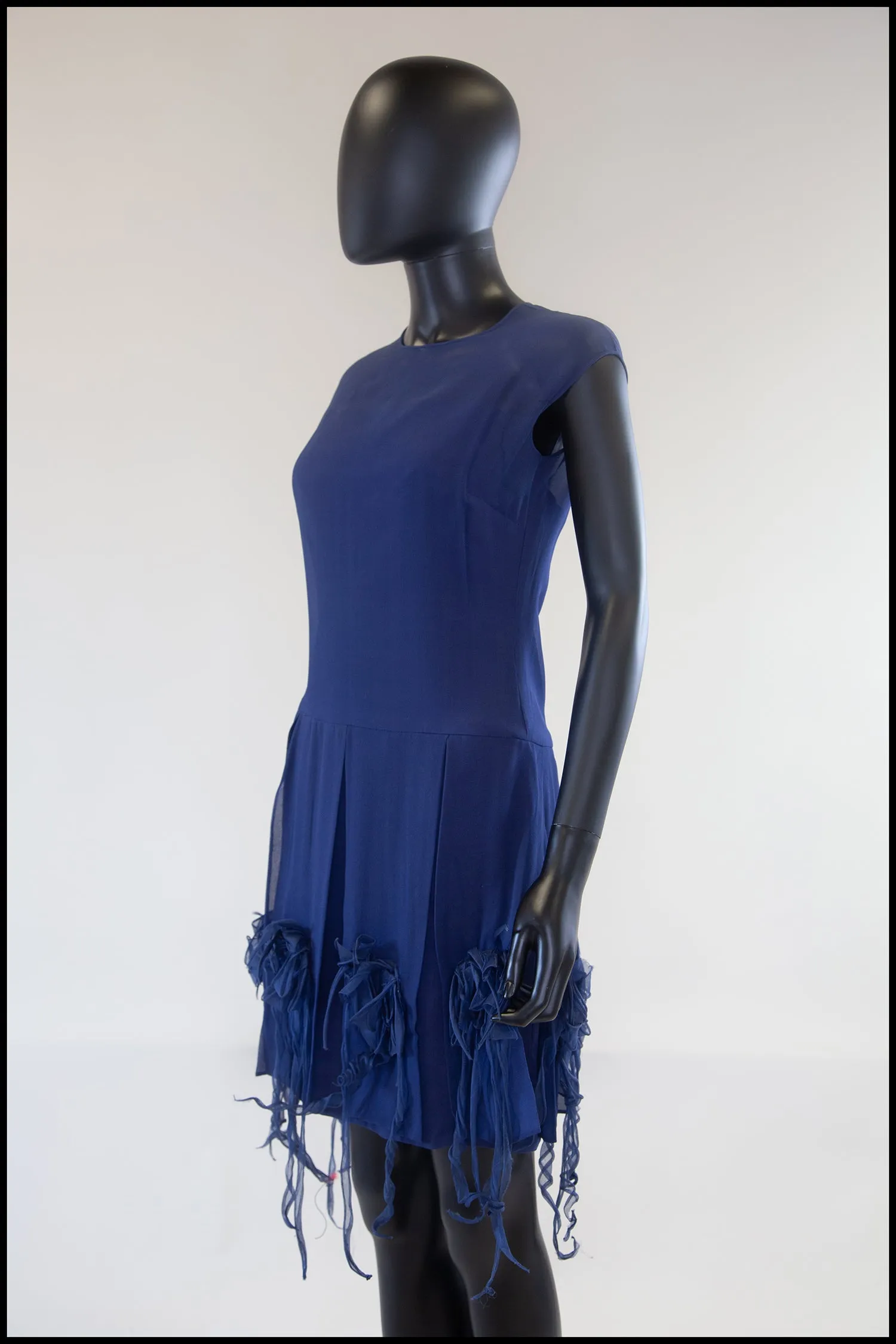 Vintage 1960s Blue Silk Cocktail Dress