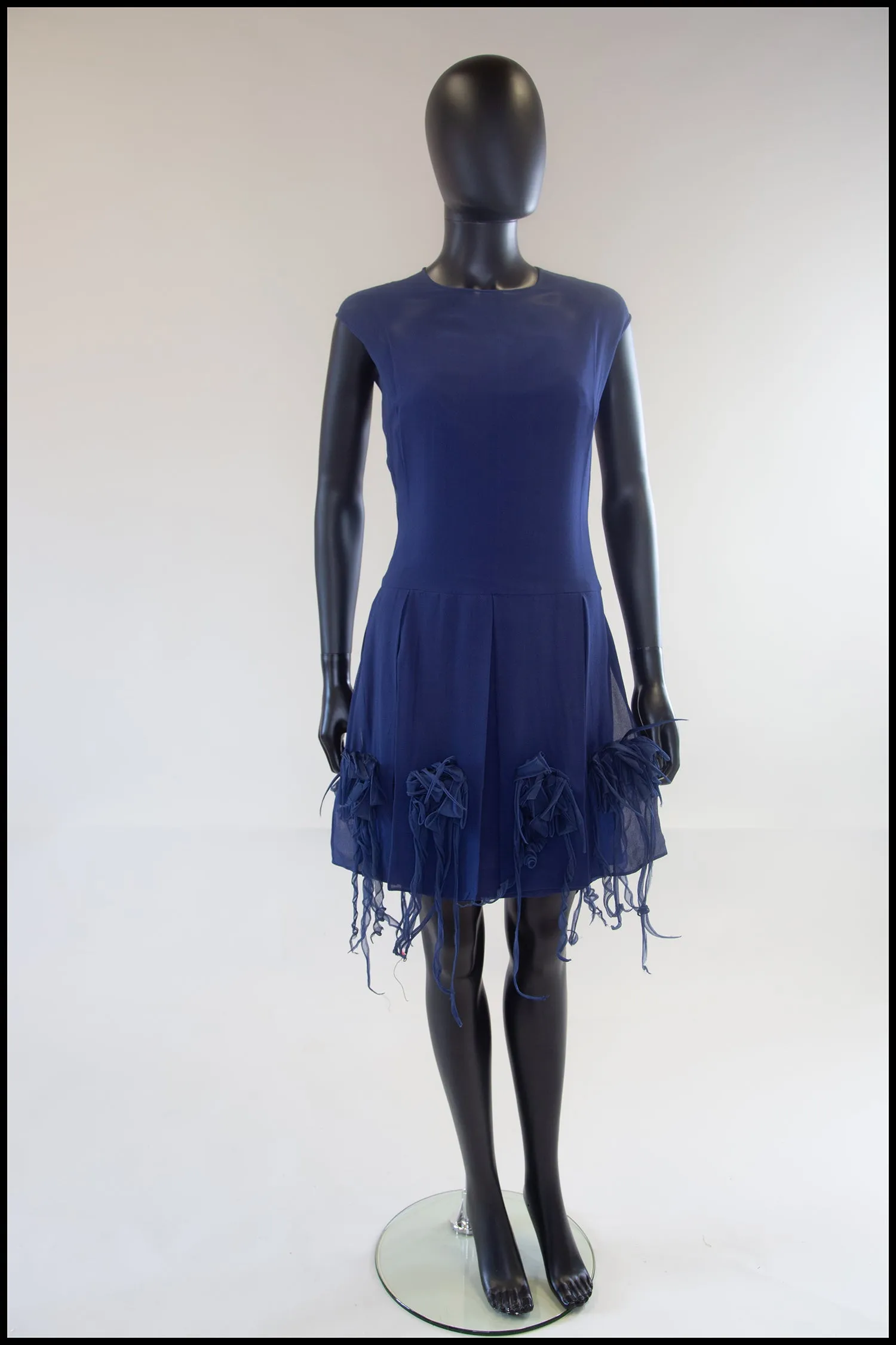 Vintage 1960s Blue Silk Cocktail Dress