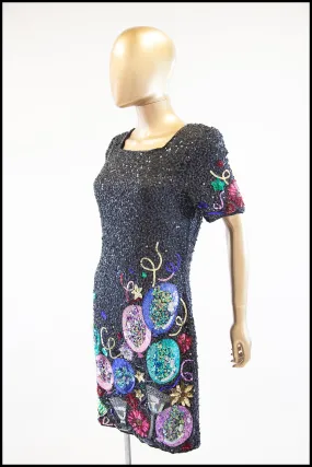 Vintage 1980s Sequin Novelty Party Dress