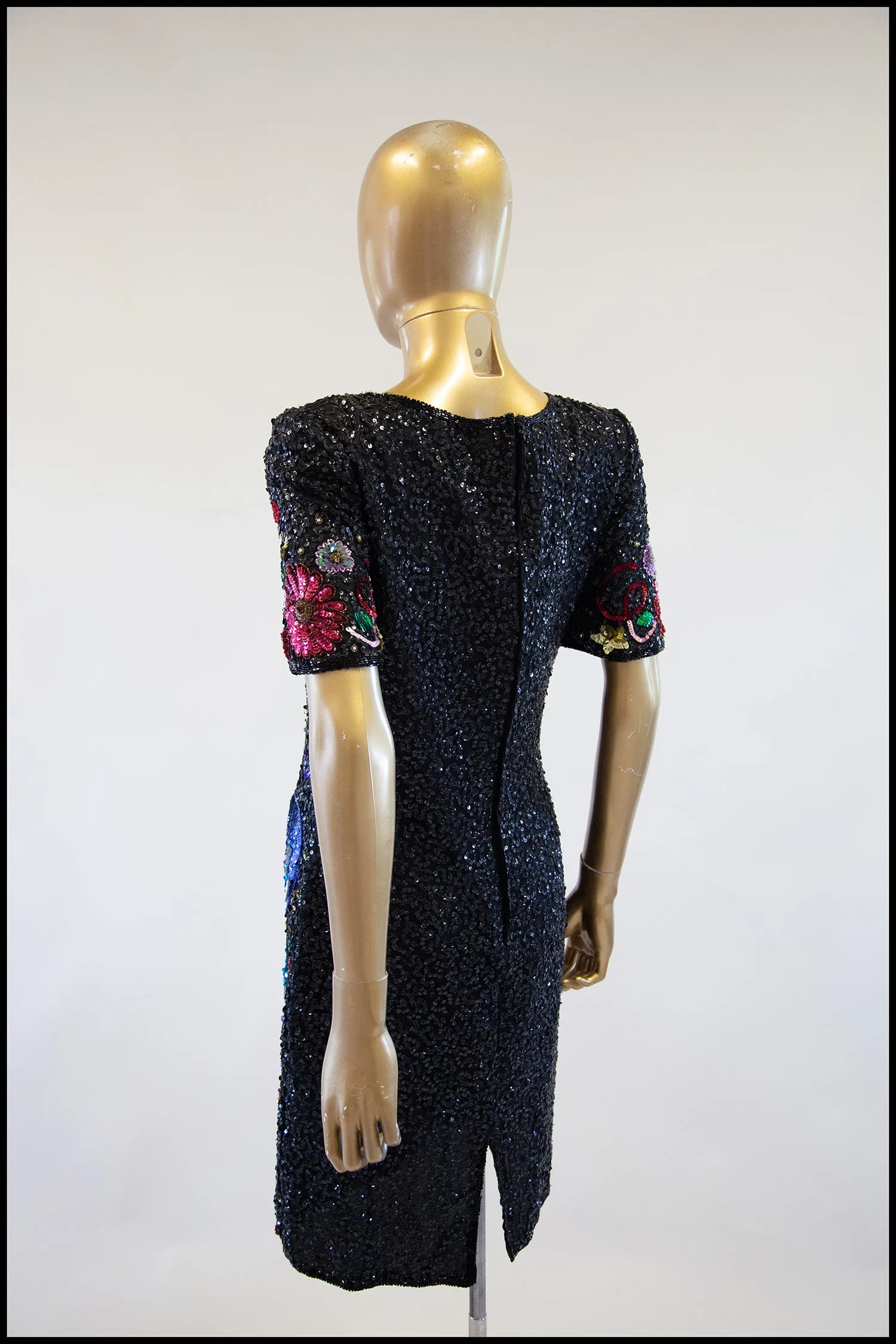 Vintage 1980s Sequin Novelty Party Dress