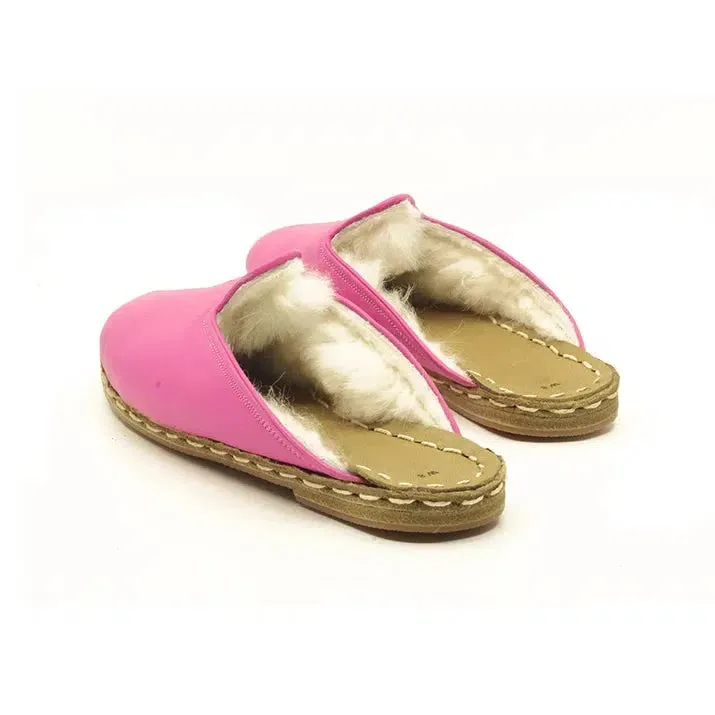 Winter Sheepskin Slippers Pink Women's