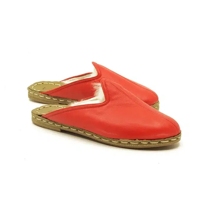 Winter Sheepskin Slippers Red Women's