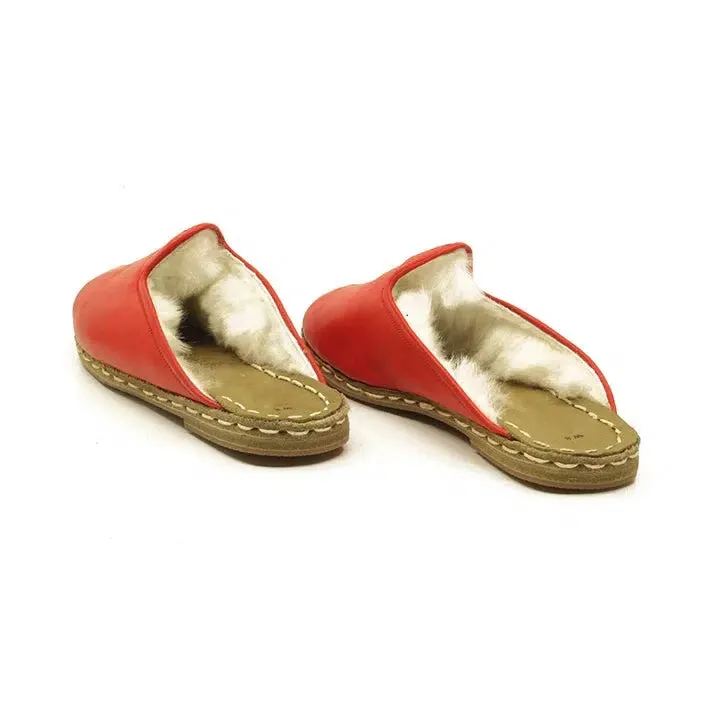 Winter Sheepskin Slippers Red Women's