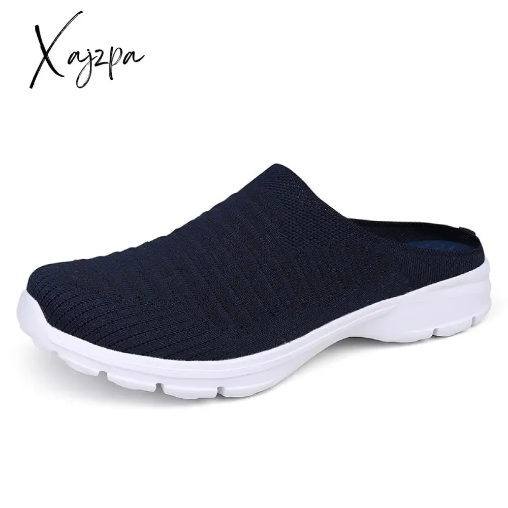 Xajzpa - Men Slippers Summer Mesh Breathable Home Indoor Slippers Men Thick Bottom Slides Fashion Couple Walking Shoes Chanclas Hombre