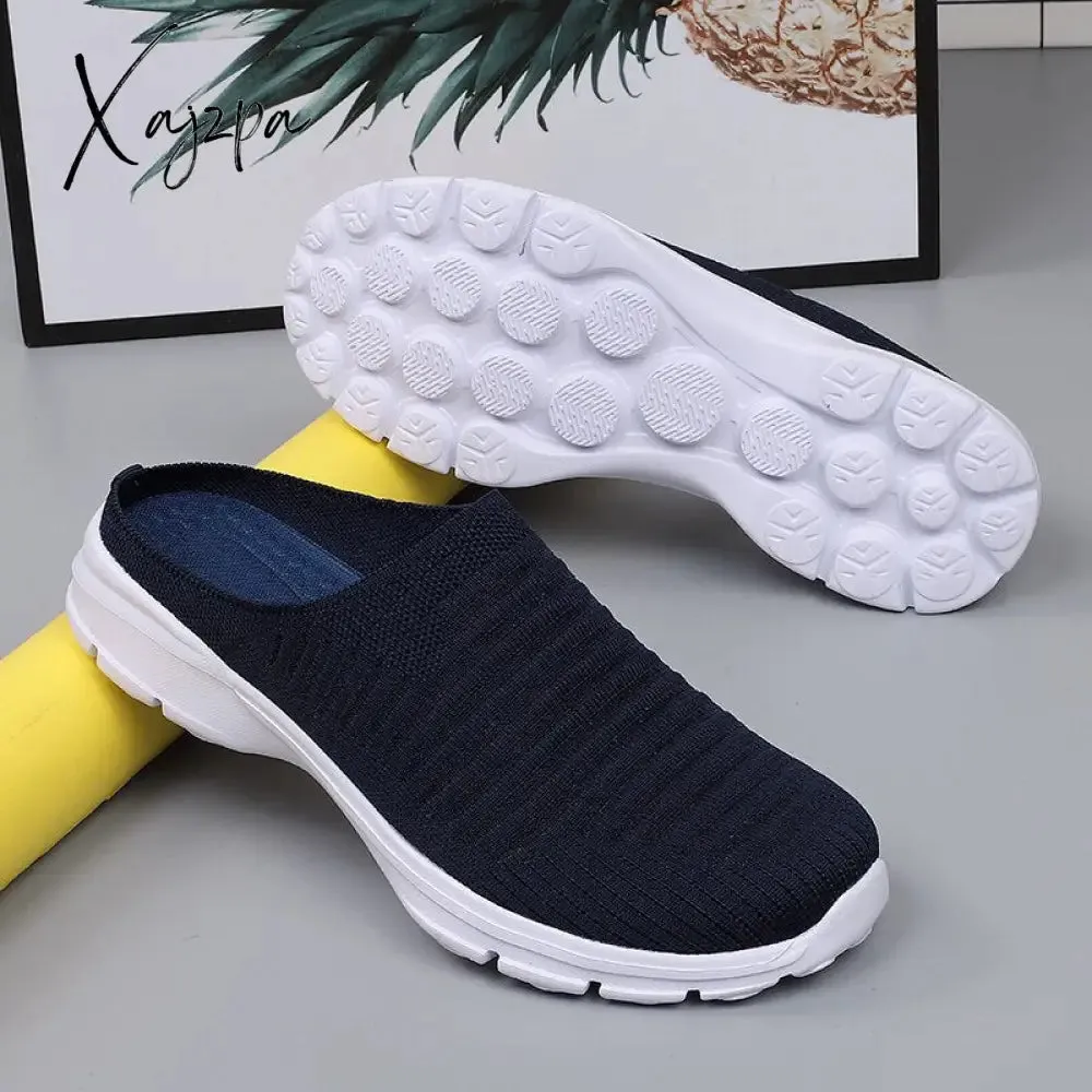 Xajzpa - Men Slippers Summer Mesh Breathable Home Indoor Slippers Men Thick Bottom Slides Fashion Couple Walking Shoes Chanclas Hombre