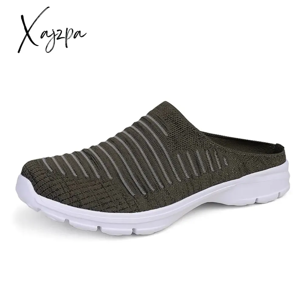 Xajzpa - Men Slippers Summer Mesh Breathable Home Indoor Slippers Men Thick Bottom Slides Fashion Couple Walking Shoes Chanclas Hombre