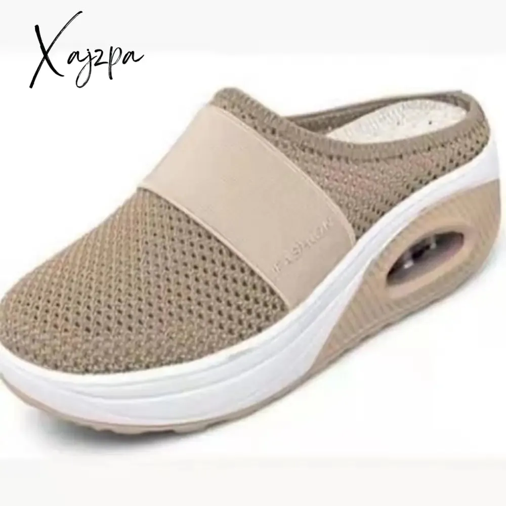 Xajzpa - Summer Sandals Fashion Platform Slippers Outdoor Casual Flip Flops Wedge Slippers Women Flats Mesh Shoes Female Slides