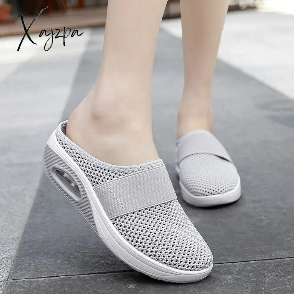 Xajzpa - Summer Sandals Fashion Platform Slippers Outdoor Casual Flip Flops Wedge Slippers Women Flats Mesh Shoes Female Slides