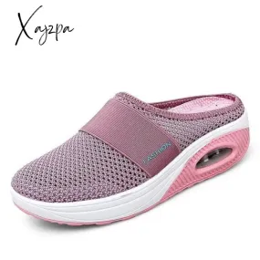 Xajzpa - Women Casual Shoes Woman Slippers Wedge Shoes Mesh Breathable Female Sandals Thick Bottem Summer Sneakers Plus Size 43