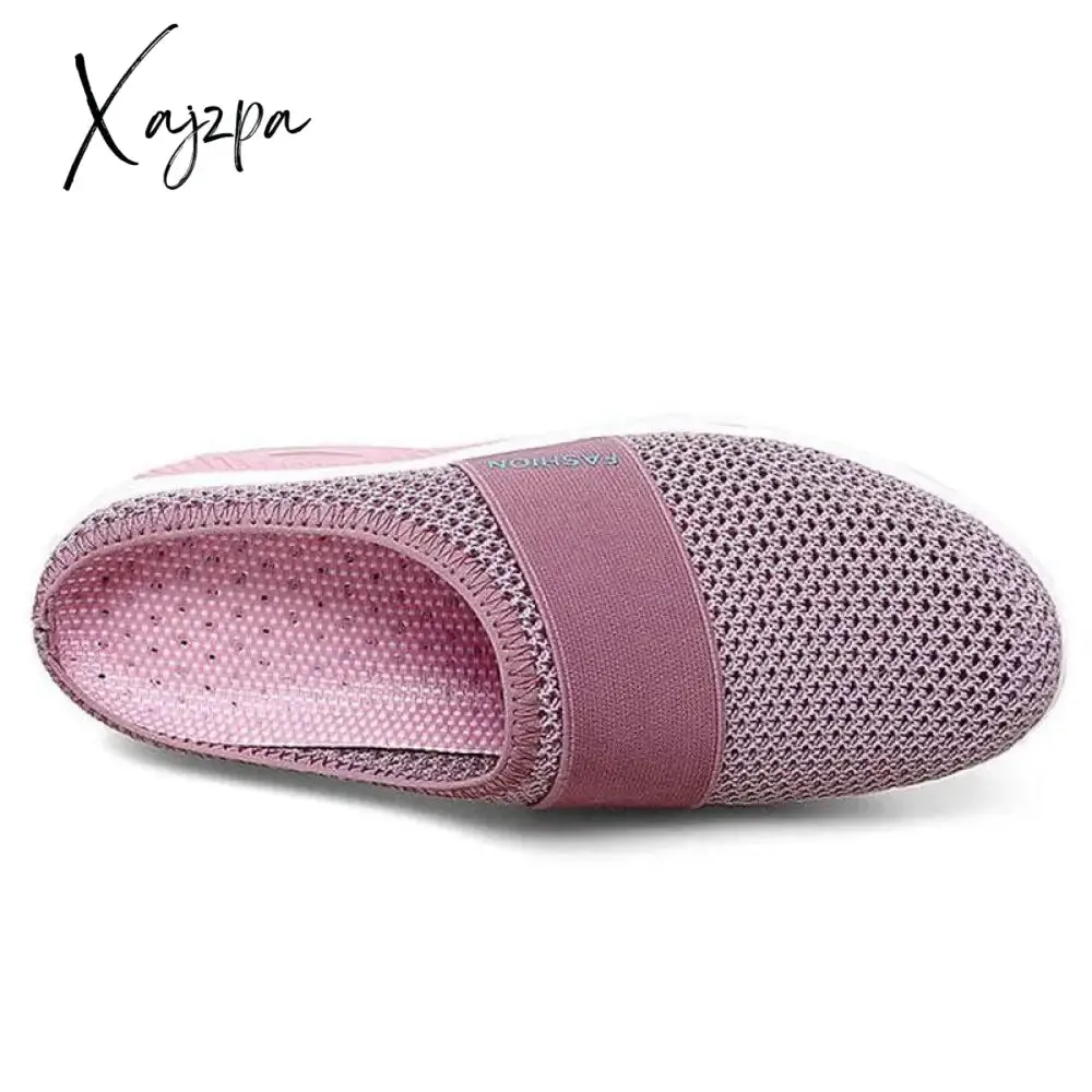 Xajzpa - Women Casual Shoes Woman Slippers Wedge Shoes Mesh Breathable Female Sandals Thick Bottem Summer Sneakers Plus Size 43