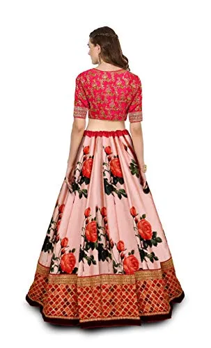 Zeel Clothing Women's Silk Semi stitched Lehenga Choli (ZC-7002-Wedding-Bridal-Latest_Red_Free Size)