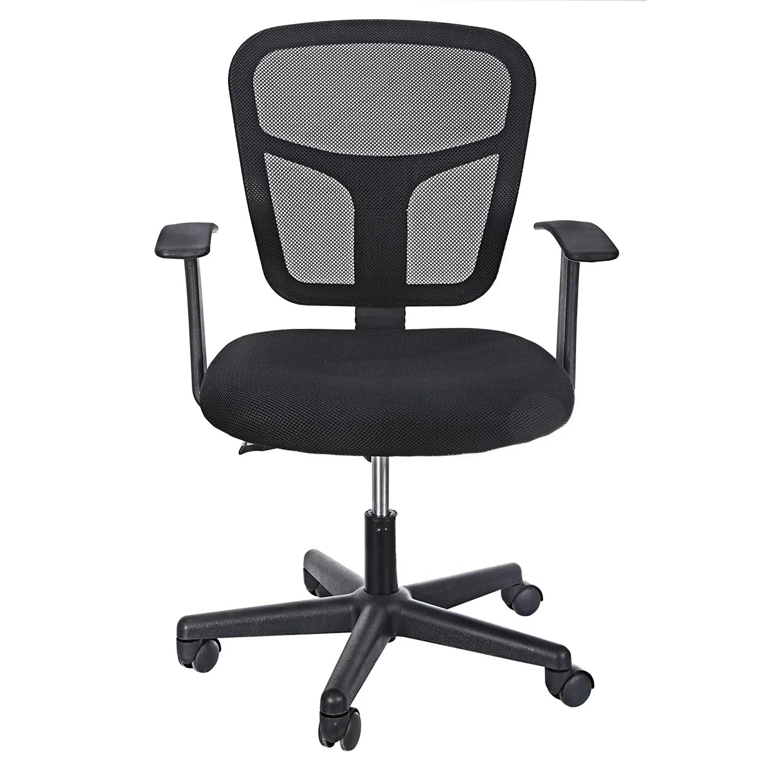 ZENY™ Mid-Back Mesh Desk Office Chair with Armrests and Casters, Adjustable Height, Swivel Computer Office Stool, Black