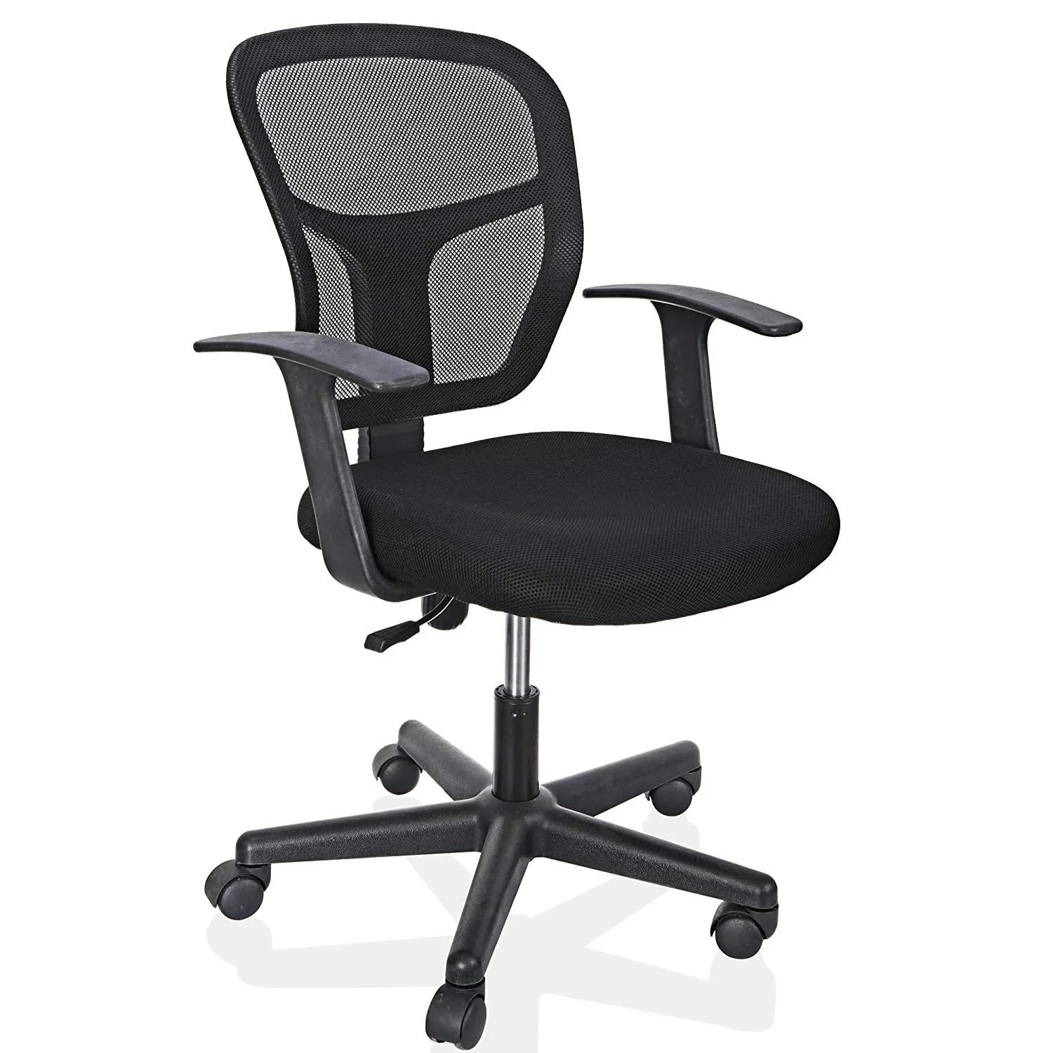 ZENY™ Mid-Back Mesh Desk Office Chair with Armrests and Casters, Adjustable Height, Swivel Computer Office Stool, Black